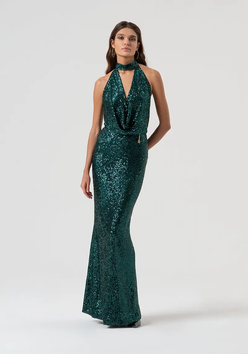 Abito senza maniche con paillettes