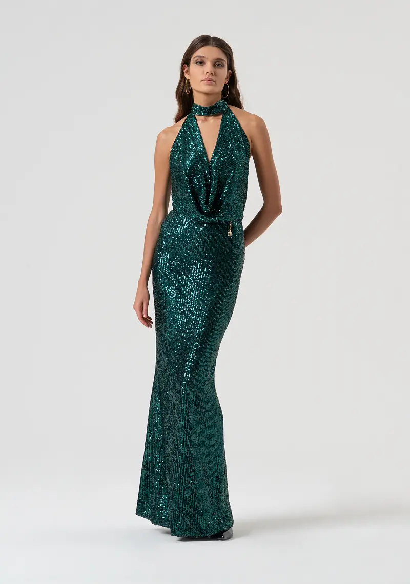 Abito senza maniche con paillettes