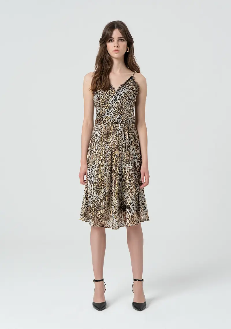 Abito senza maniche in fantasia animalier