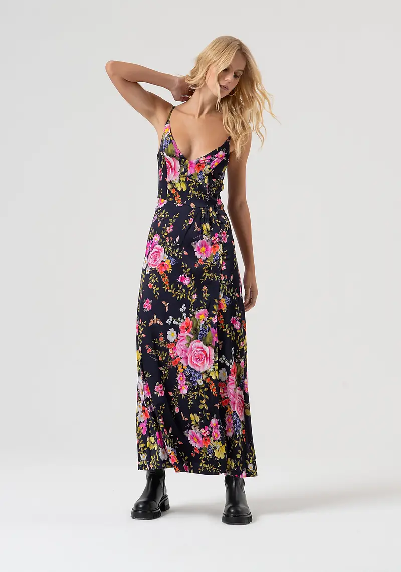 Abito senza maniche in fantasia floreali