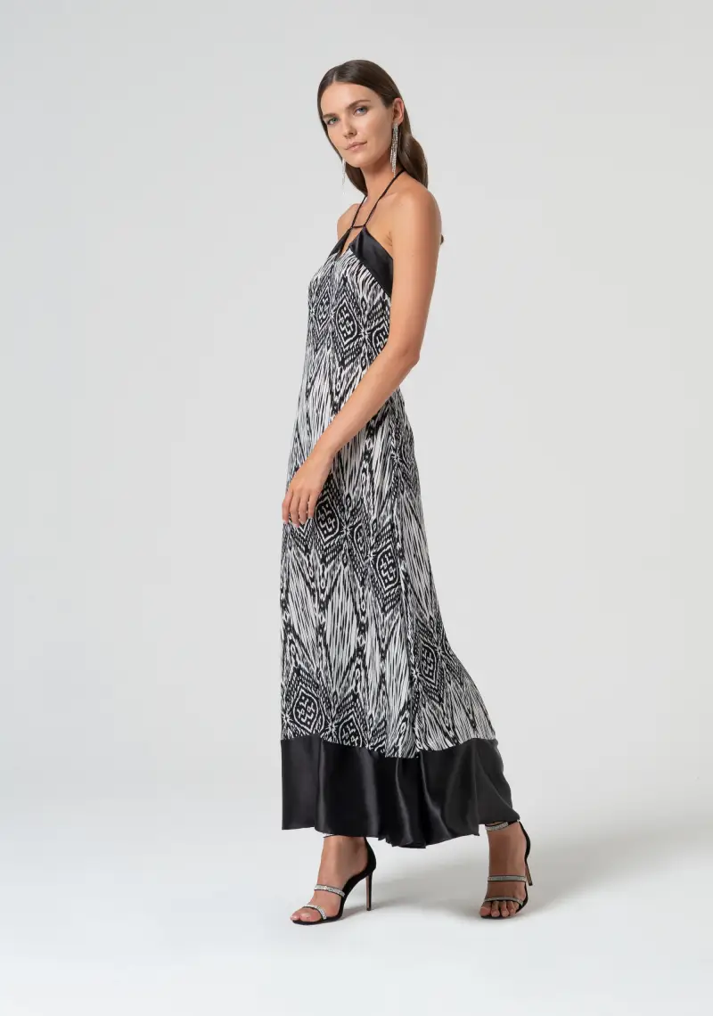 Abito senza maniche in fantasia geometrica con seta miniatura 2