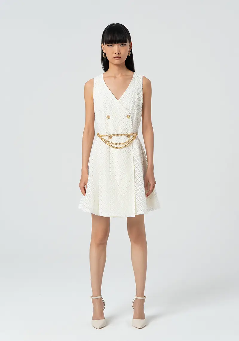 Abito senza maniche in pizzo San Gallo