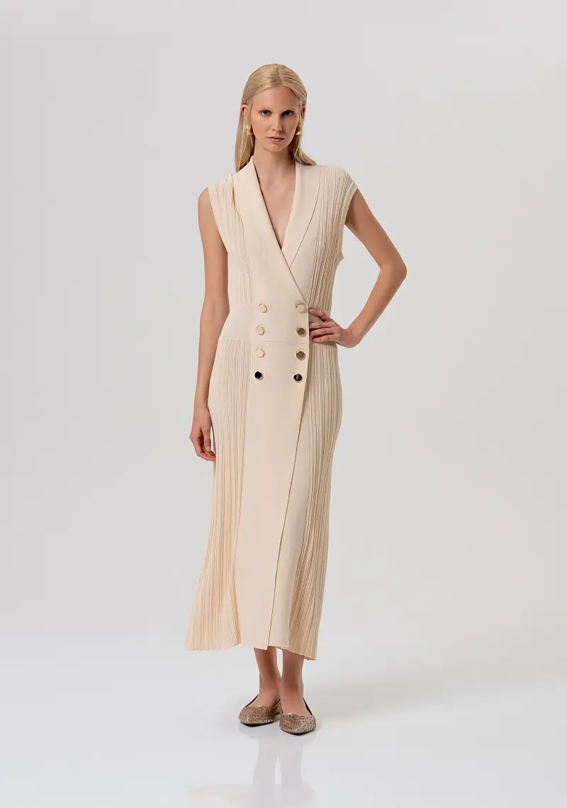 Abito senza maniche lungo in maglia