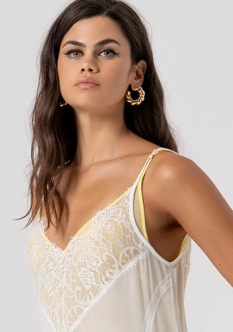 Abito senza maniche lungo modello lingerie in georgette miniatura 2