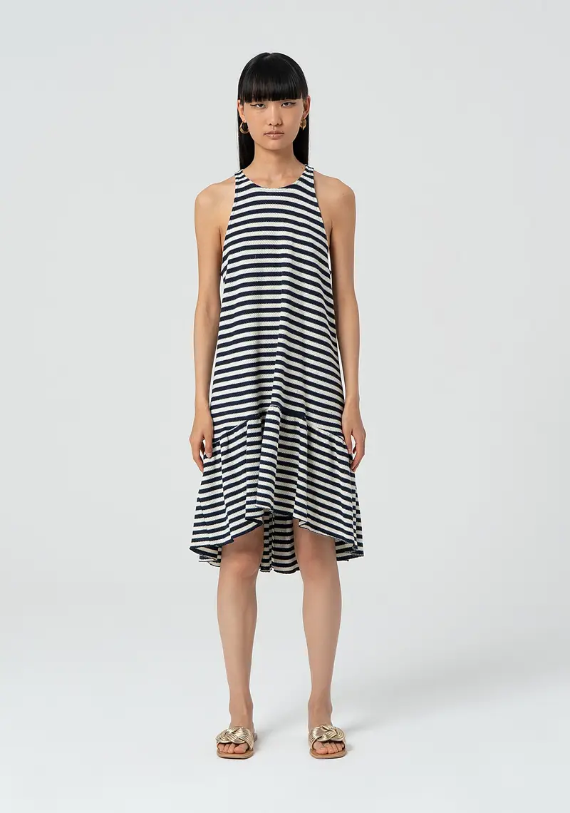 Abito senza maniche midi a righe