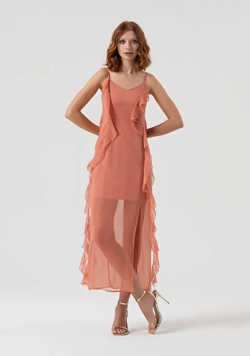 Abito senza maniche midi in georgette