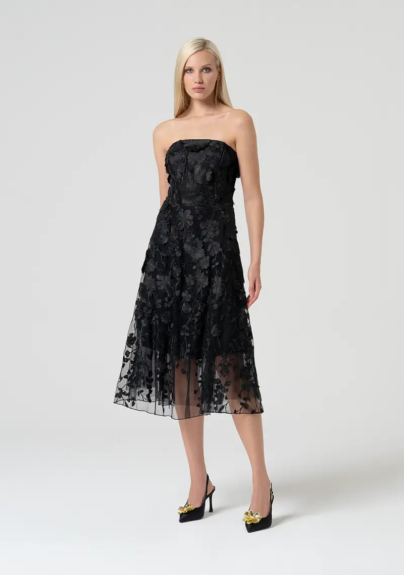 Abito senza maniche midi in pizzo