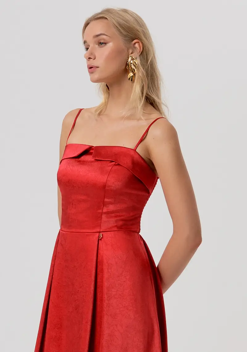 Abito senza maniche midi in raso miniatura 2