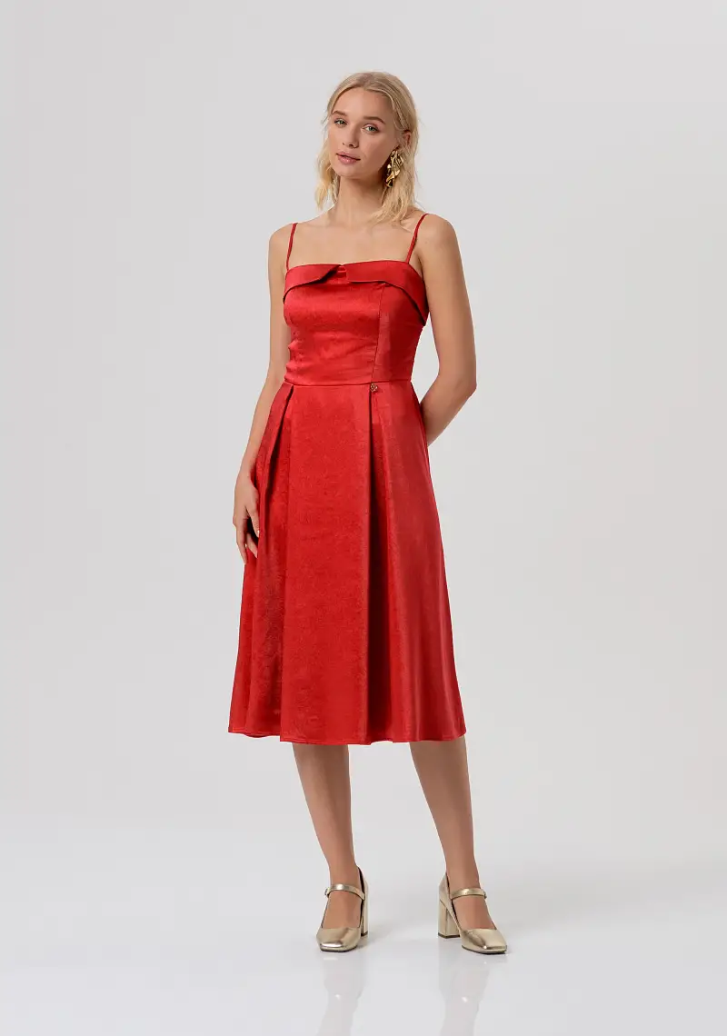 Abito senza maniche midi in raso