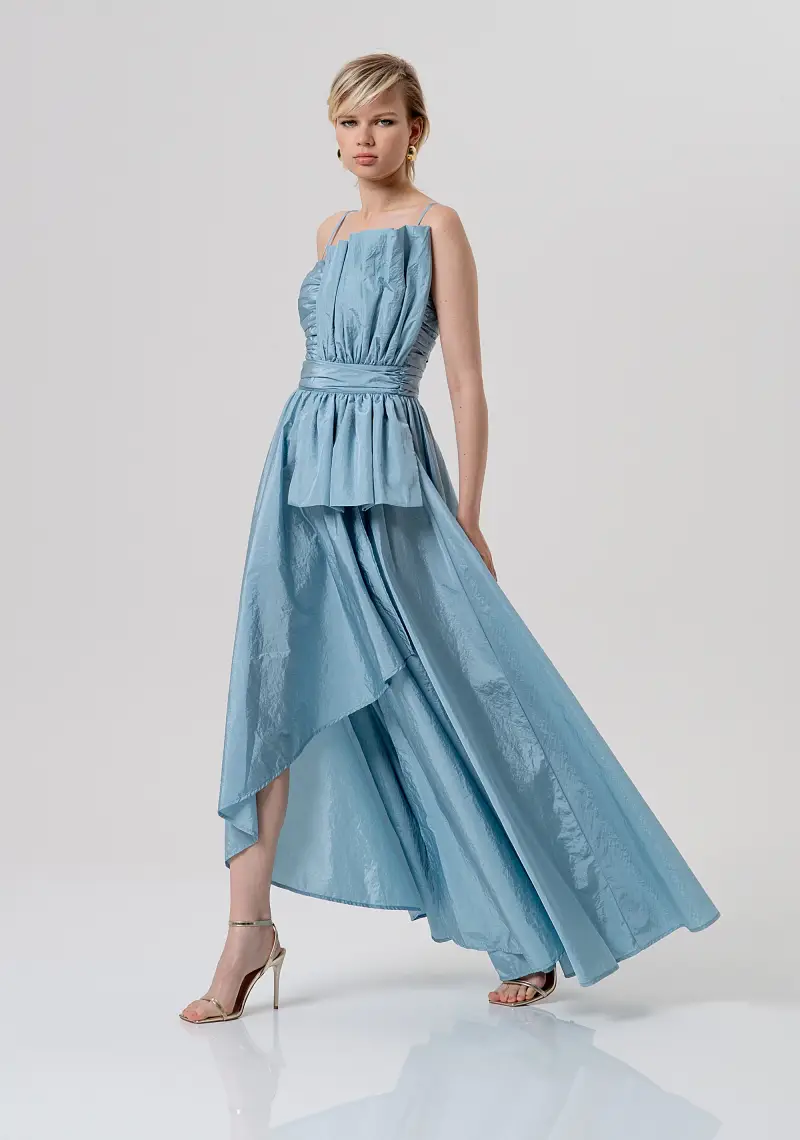 Abito senza maniche midi in taffetà miniatura 2