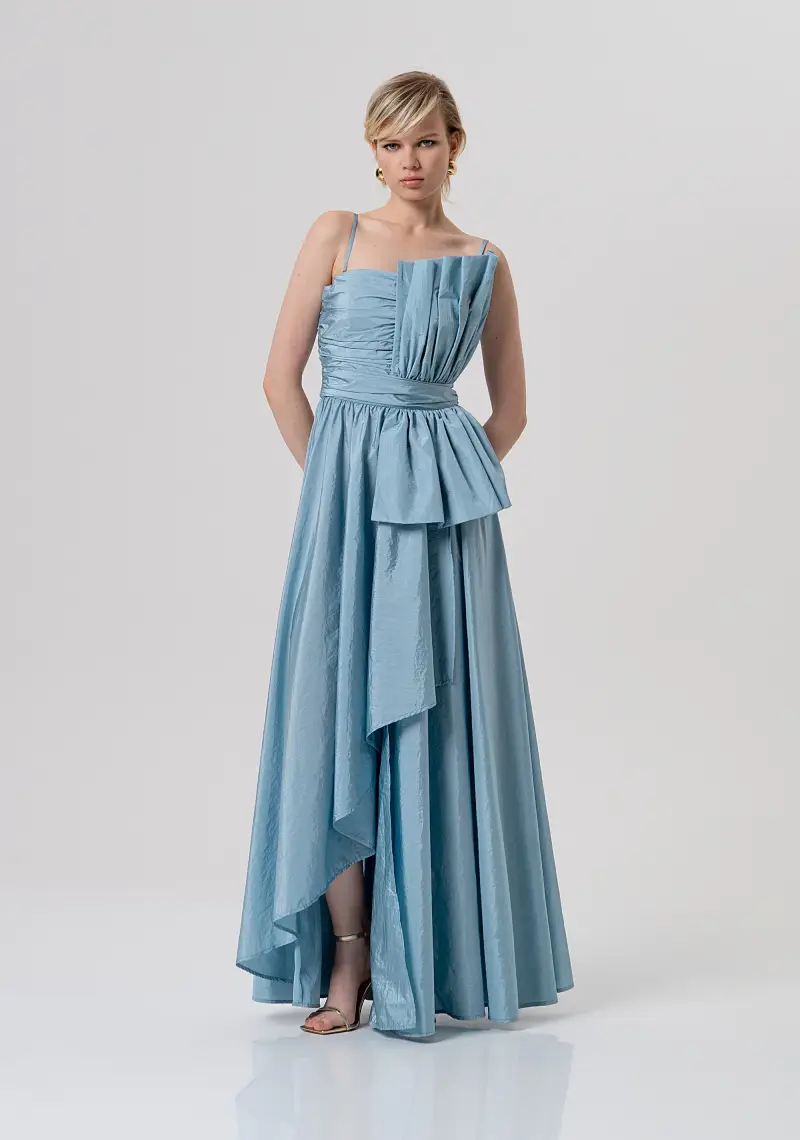 Abito senza maniche midi in taffetà