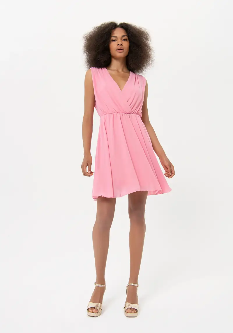 Abito senza maniche mini in georgette