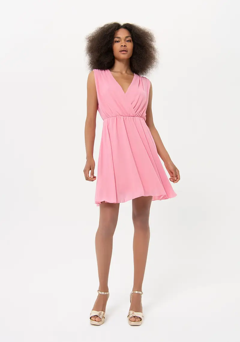 Abito senza maniche mini in georgette