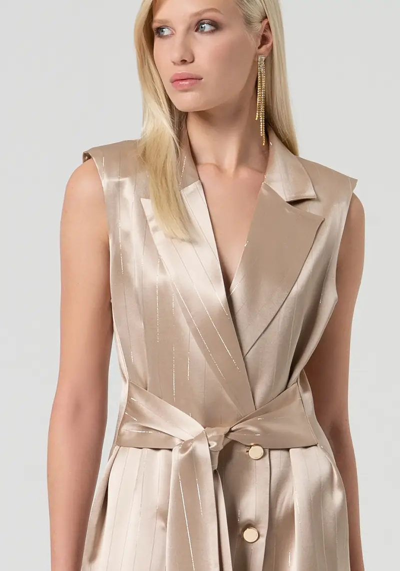 Abito senza maniche mini in raso con strass miniatura 2