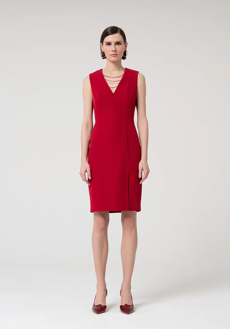 Abito slim a tubino midi in tessuto stretch