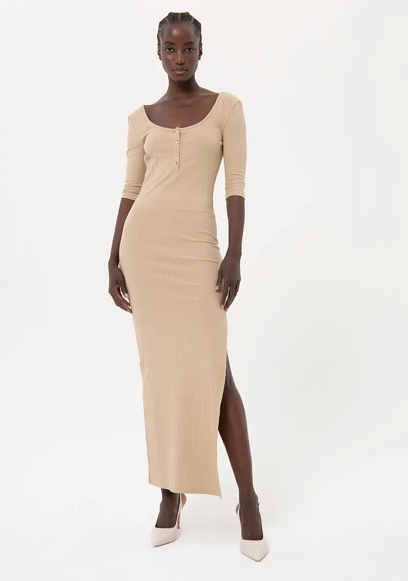 Abito slim lungo a costine