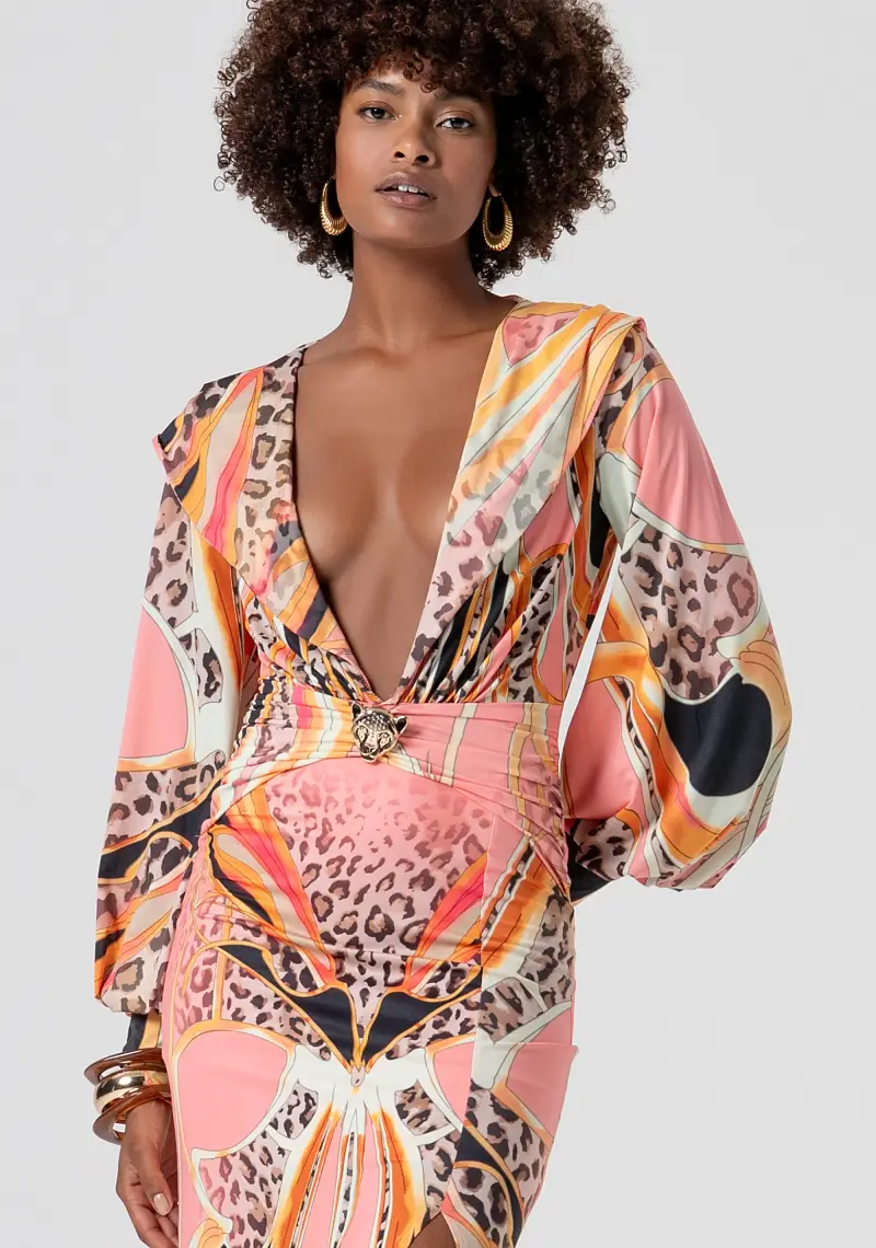 Abito slim lungo in fantasia miniatura 2