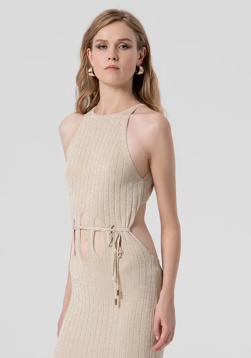 Abito slim lungo in maglia con lurex miniatura 2