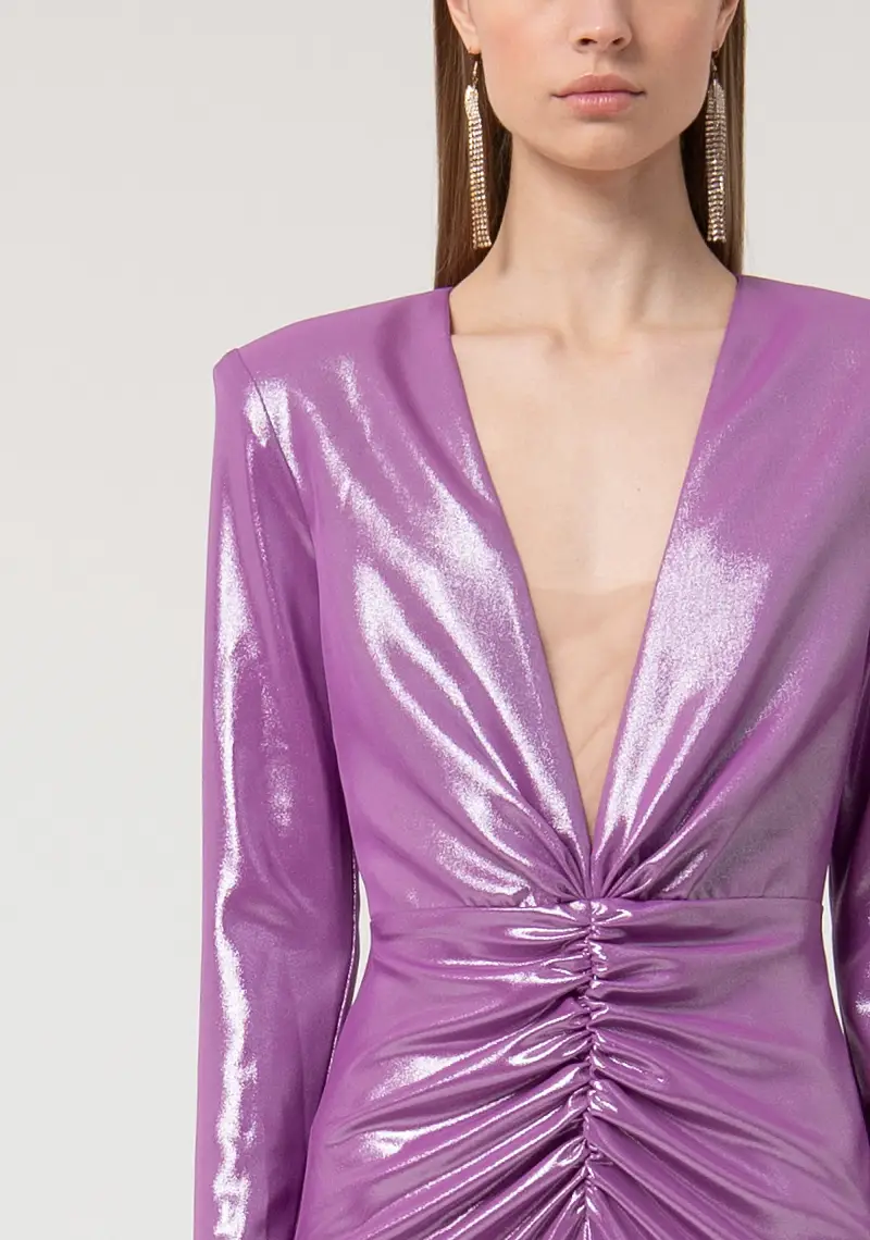 Abito slim lungo in tessuto lucido miniatura 2