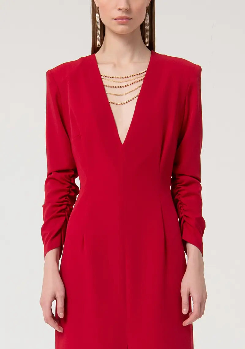 Abito slim lungo in tessuto stretch miniatura 2