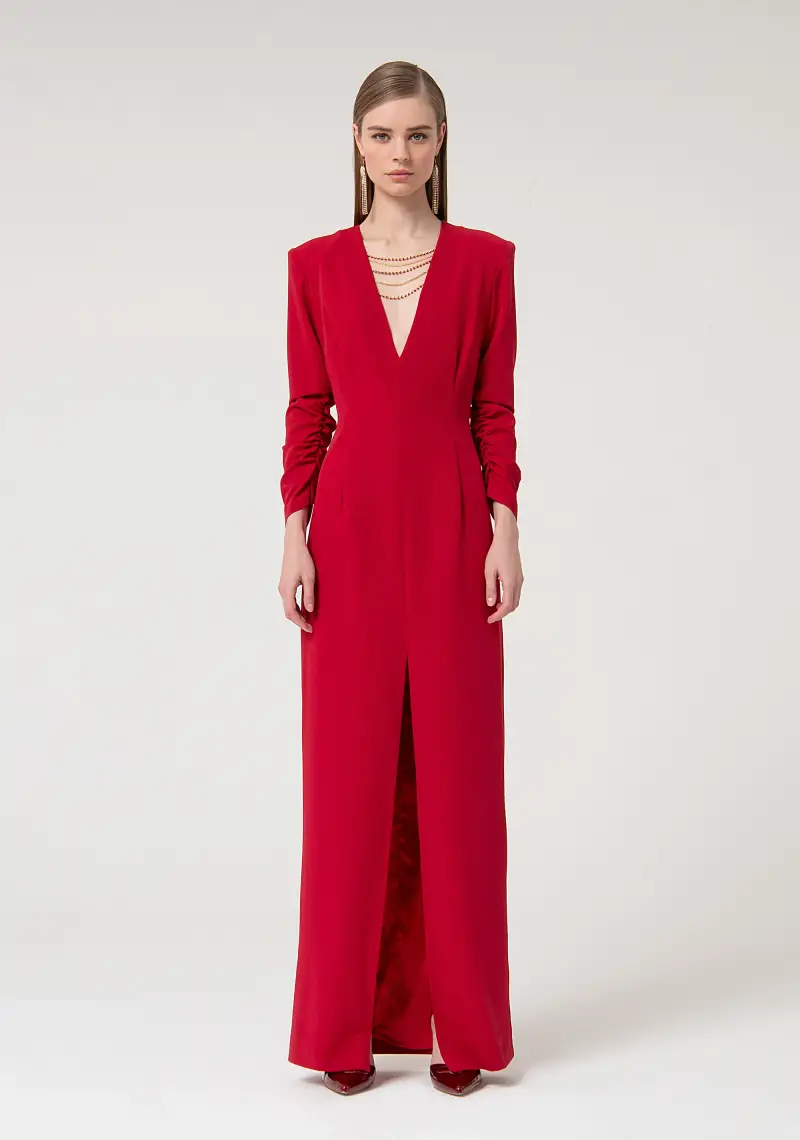 Abito slim lungo in tessuto stretch