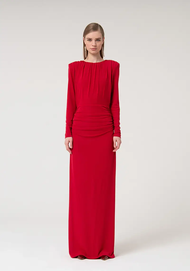 Abito slim lungo in tessuto stretch