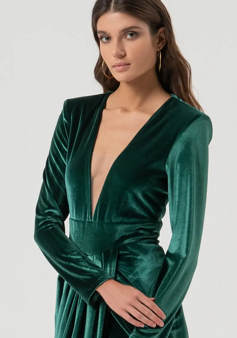 Abito slim lungo in velluto miniatura 2