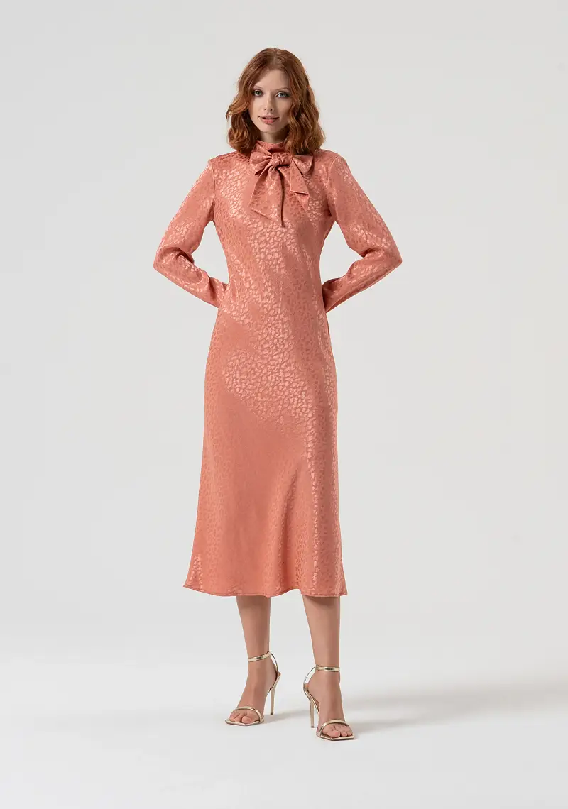 Abito slim midi in jacquard animalier