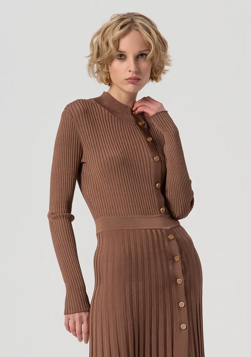 Abito slim midi in maglia a coste miniatura 2