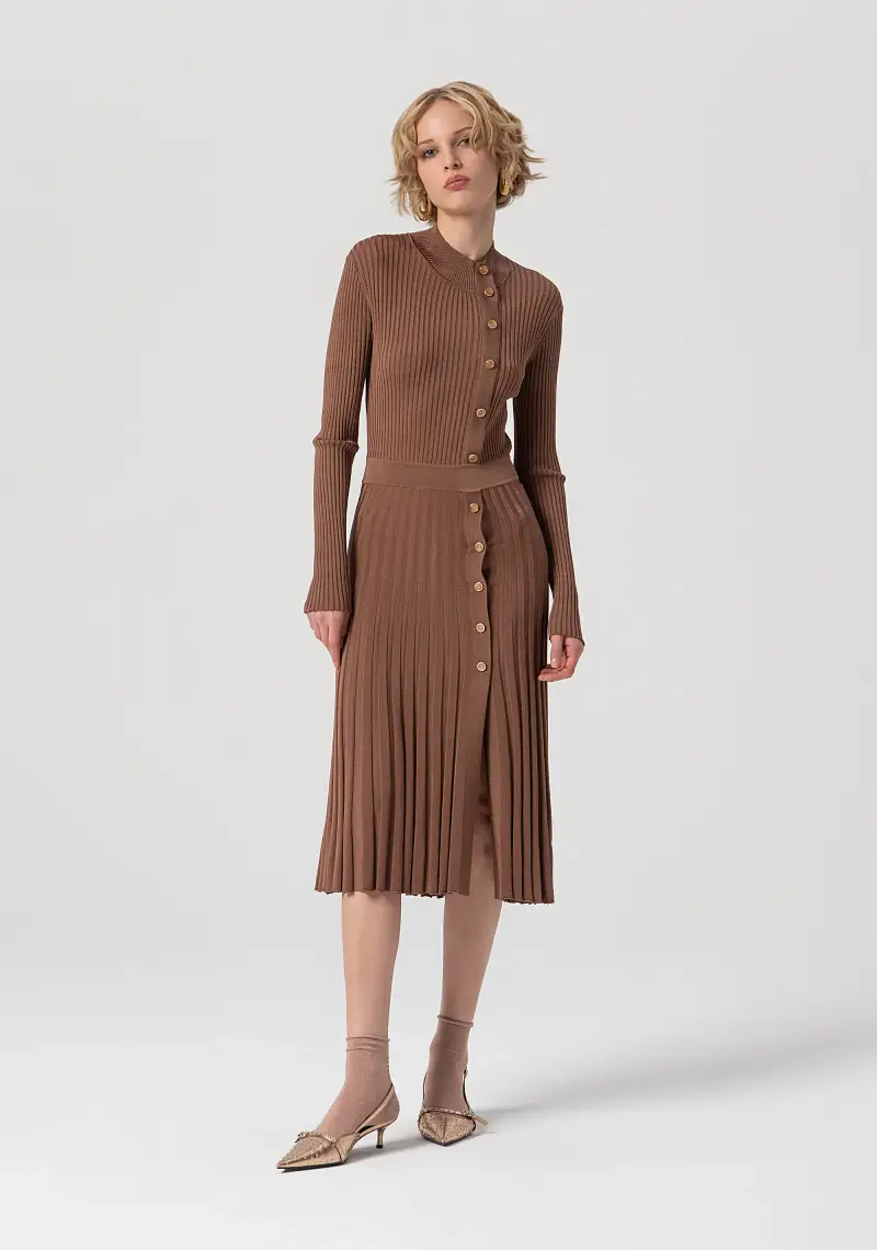 Abito slim midi in maglia a coste