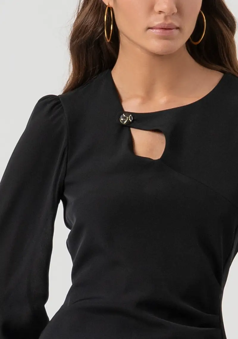 Abito slim midi in tessuto stretch miniatura 2