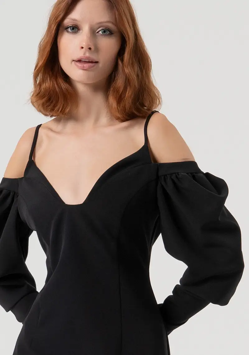 Abito slim midi in tessuto stretch miniatura 2