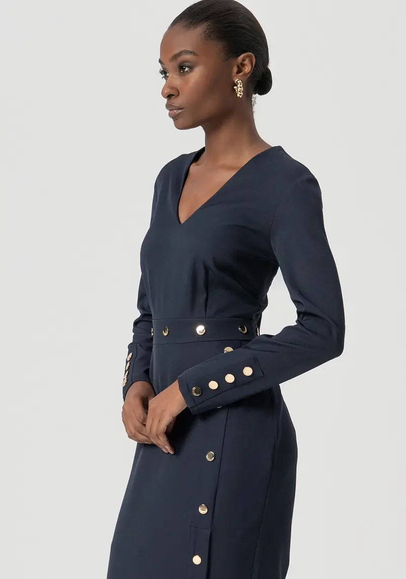 Abito slim midi in tessuto stretch miniatura 2