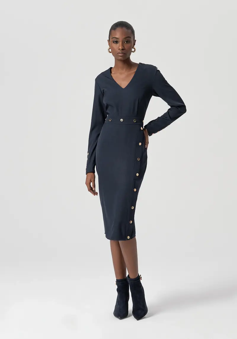 Abito slim midi in tessuto stretch