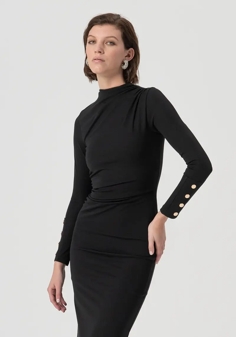 Abito slim midi in tessuto stretch miniatura 2