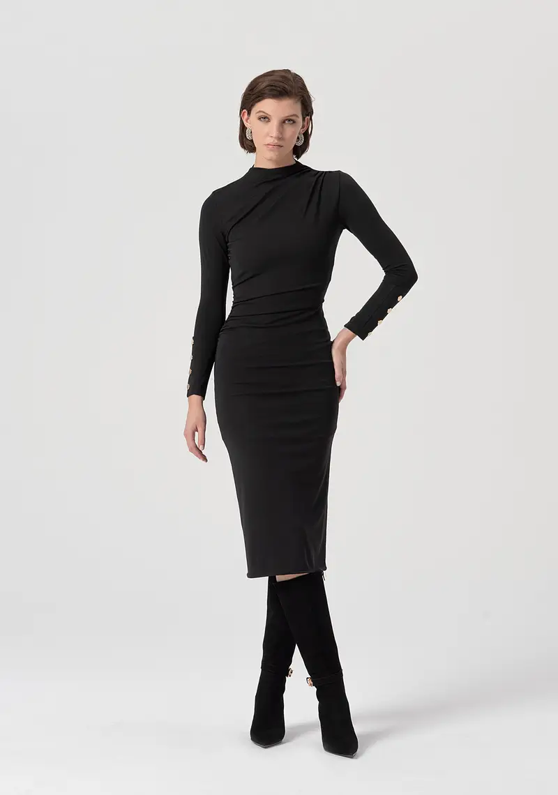Abito slim midi in tessuto stretch