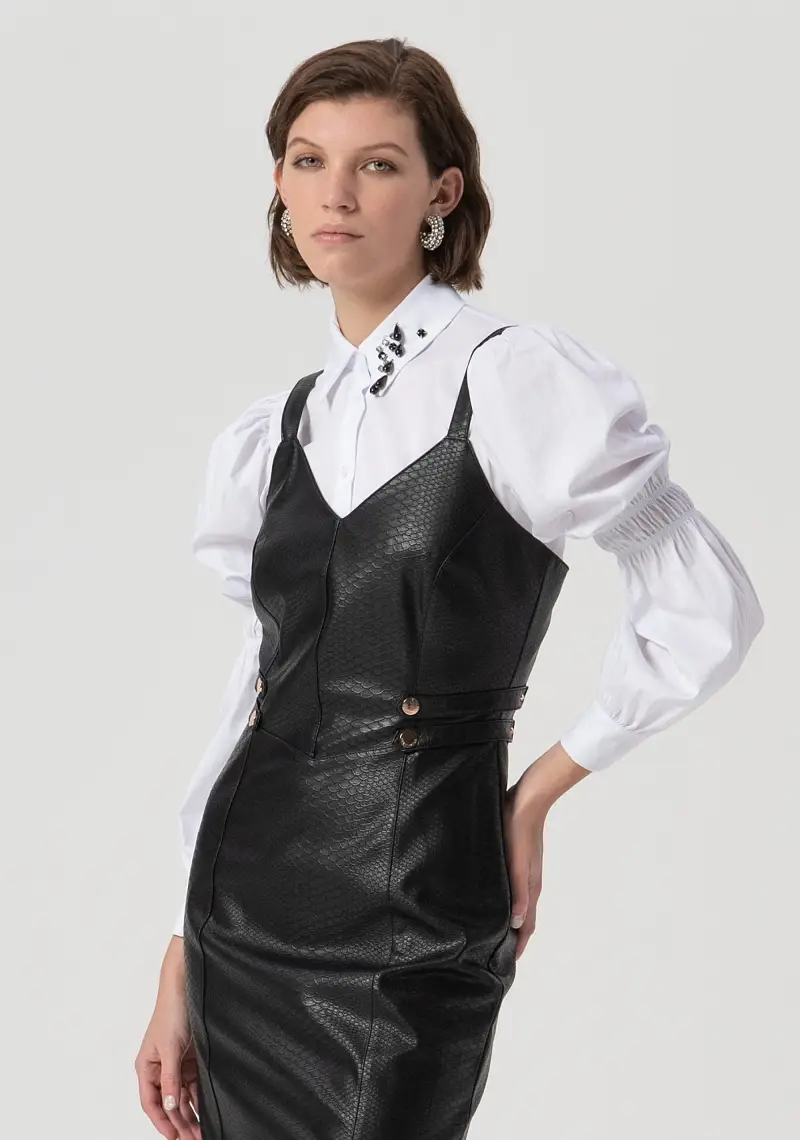 Abito slim midi senza maniche miniatura 2