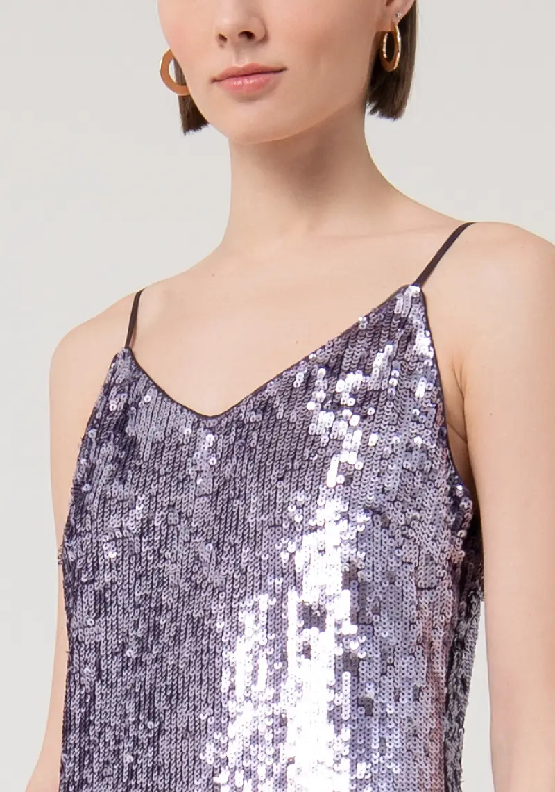 Abito slim mini con paillettes miniatura 2