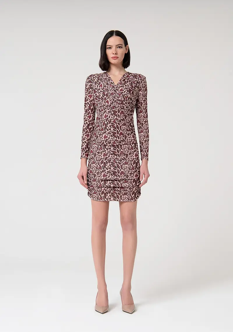 Abito slim mini in fantasia animalier