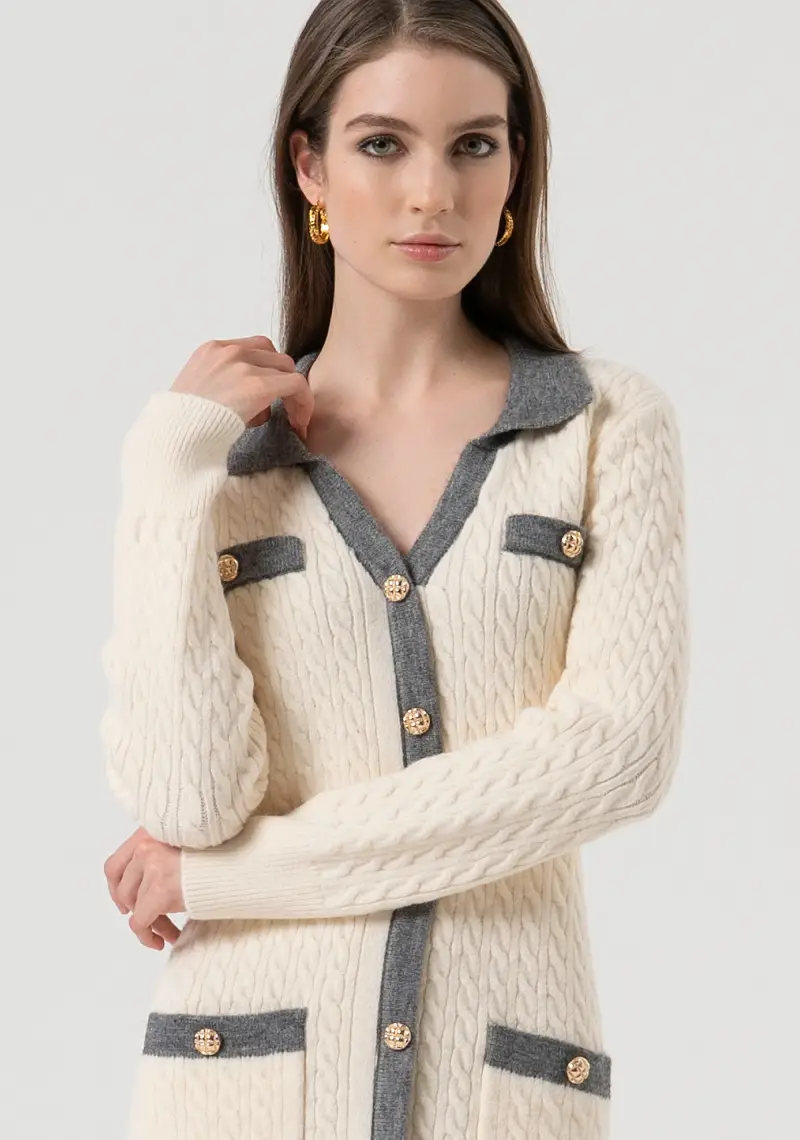 Abito slim mini in maglia a trecce miniatura 2