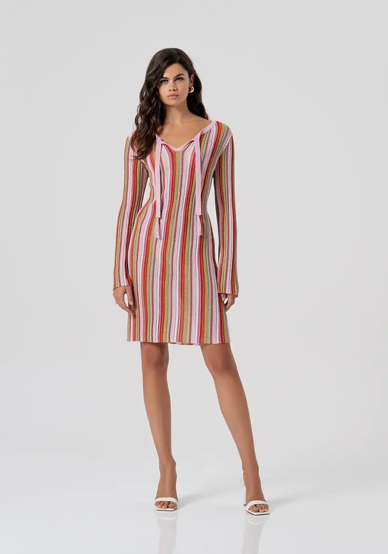 Abito slim mini in maglia con lurex