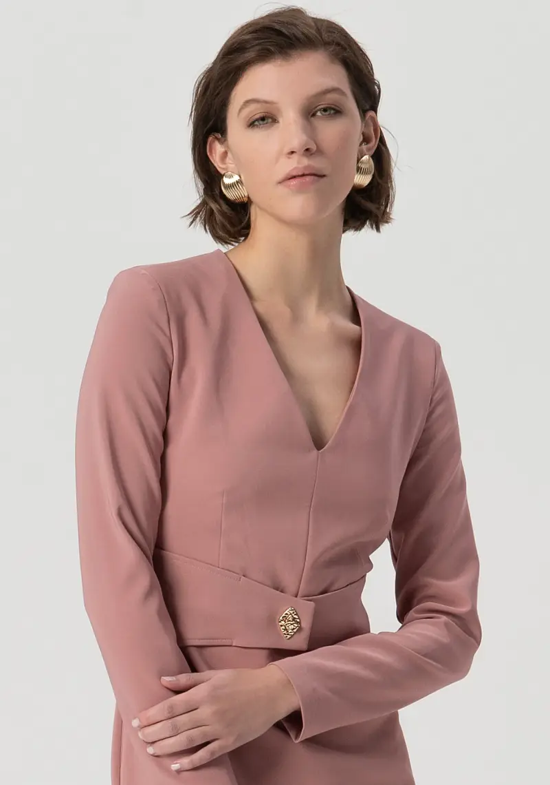 Abito slim mini in tessuto stretch miniatura 2