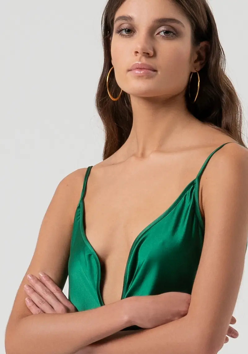 Abito sottoveste senza maniche midi in raso miniatura 2