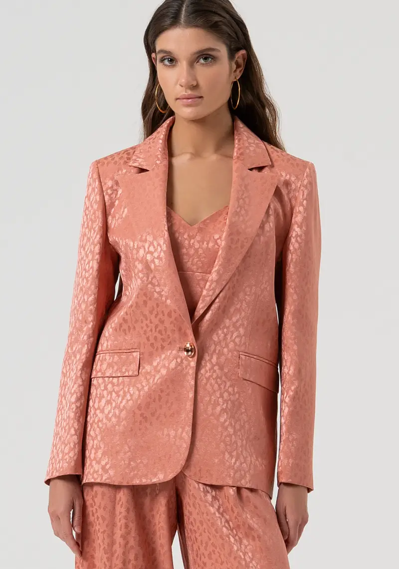 Blazer over monopetto in jacquard animalier