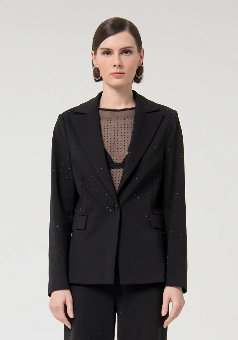 Blazer regular monopetto con strass