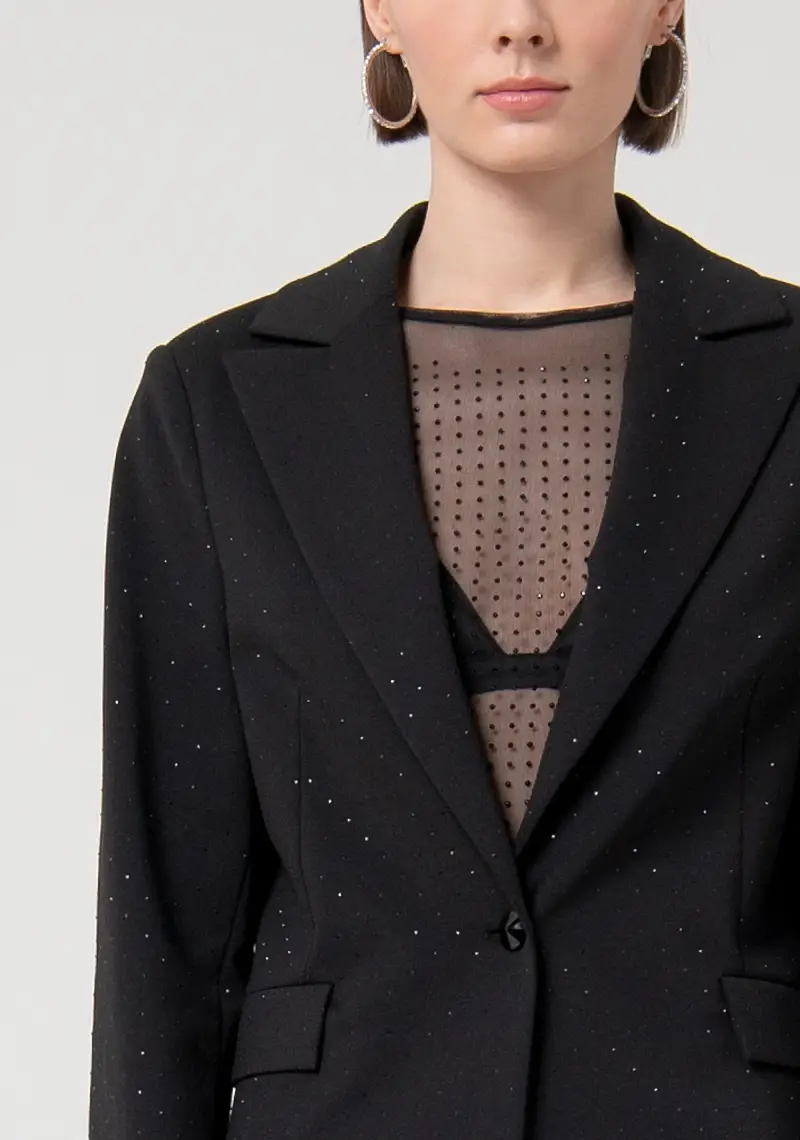 Blazer regular monopetto con strass miniatura 2