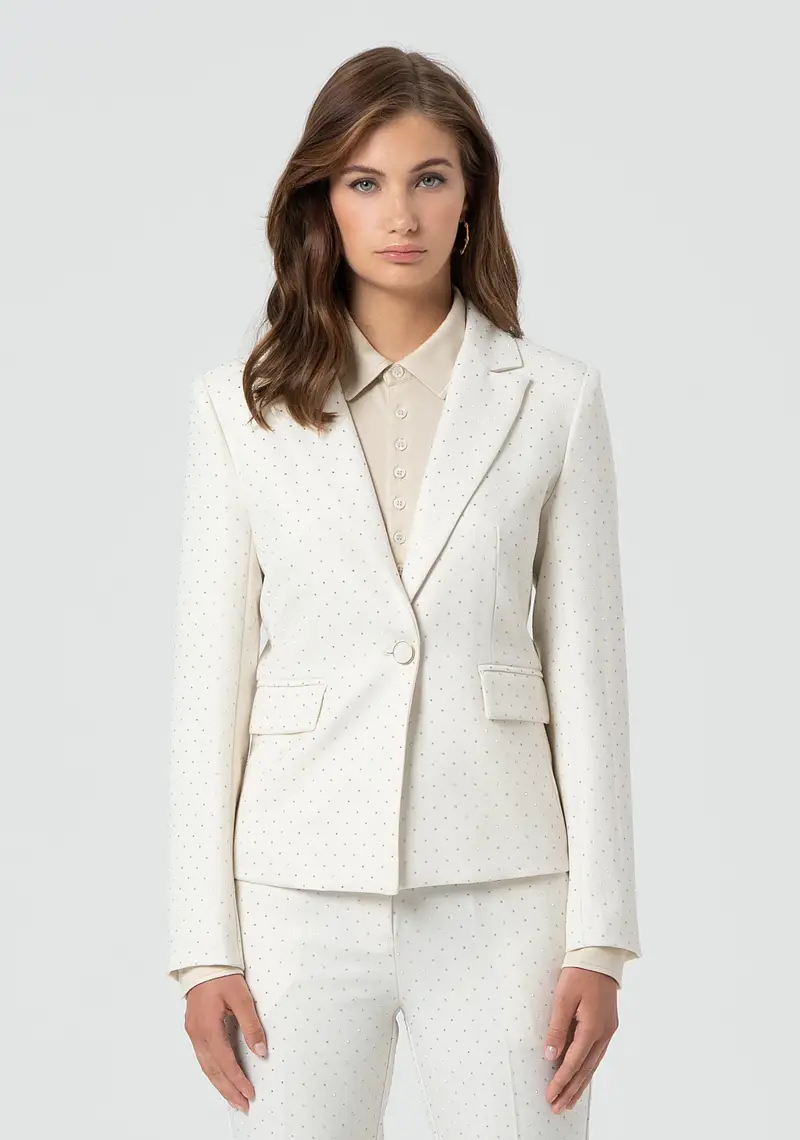 Blazer regular monopetto con strass