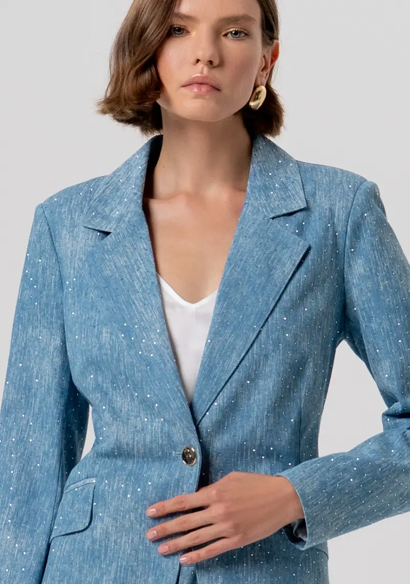 Blazer regular monopetto con strass miniatura 2