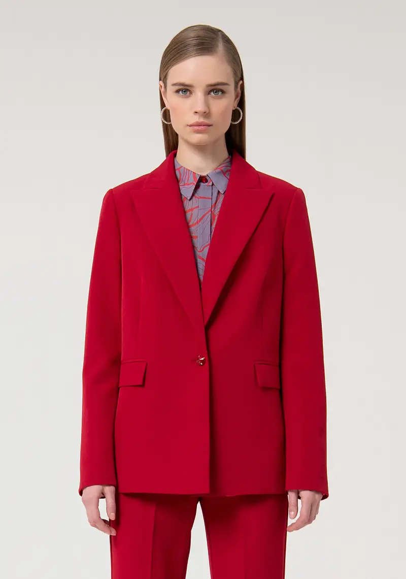 Blazer regular monopetto in tessuto stretch