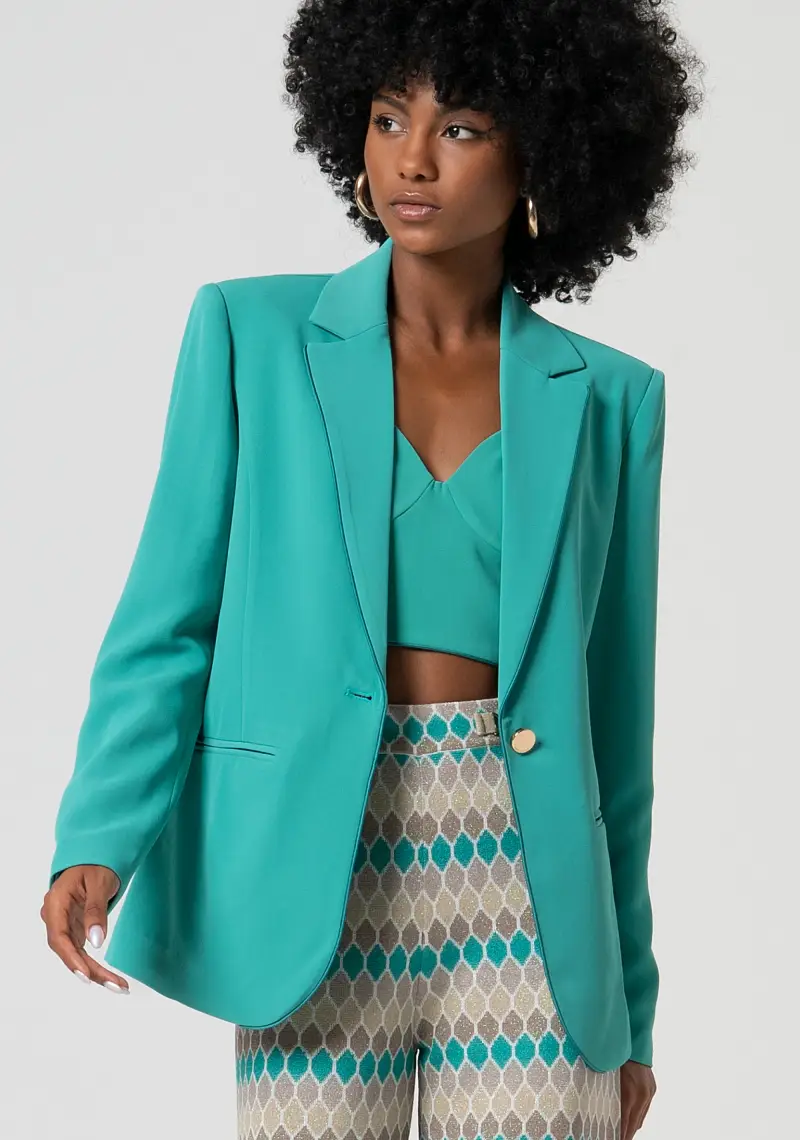 Blazer regular monopetto in tessuto stretch